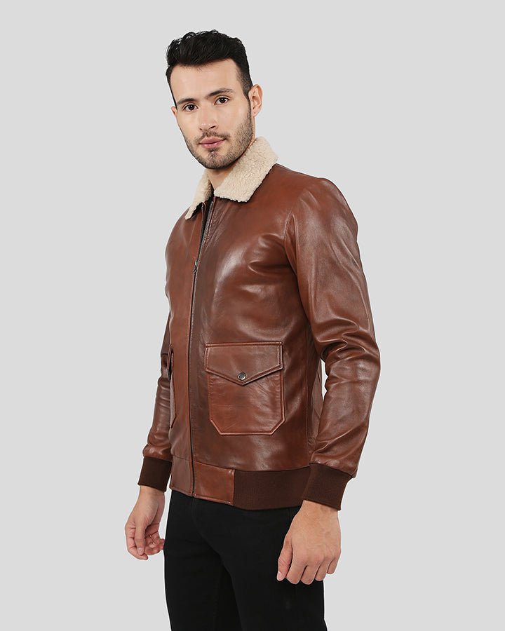 MARCEL BROWN BOMBER LEATHER JACKET - Nyc Leather City-Shop Stylish ...