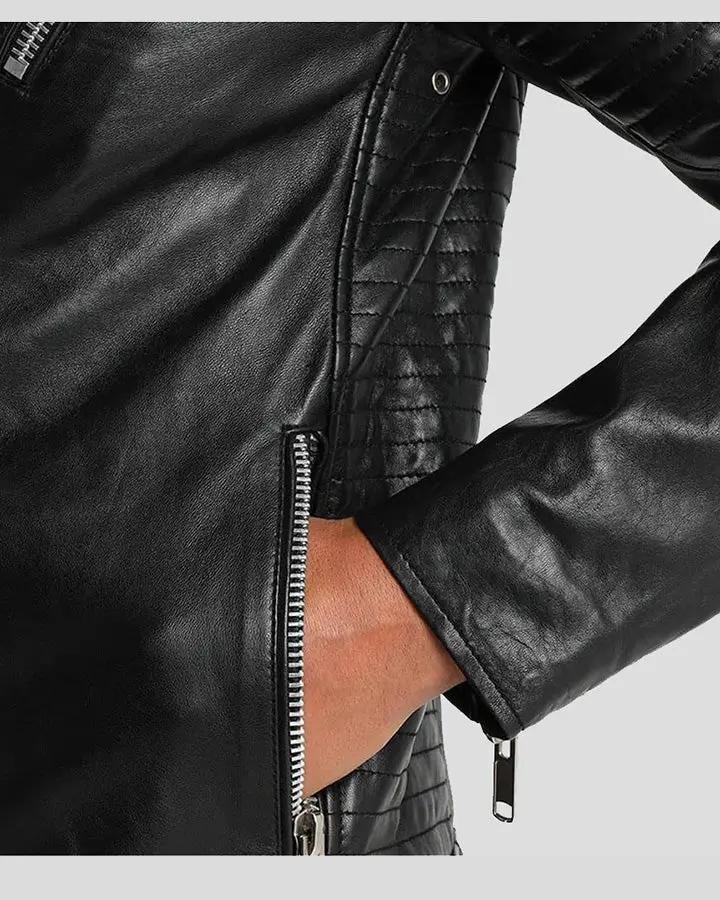 WESLEY BLACK QUILTED LEATHER JACKET - Nyc Leather City-Shop Stylish ...